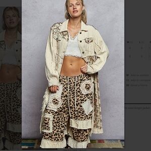 New POL Cream Patchwork Maxi Jacket with Leopard Panels